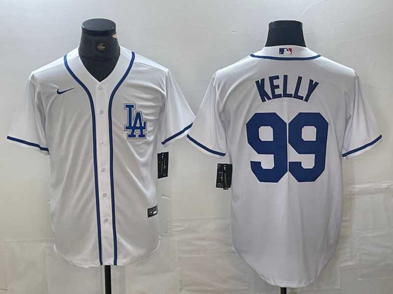 Mens Los Angeles Dodgers #99 Joe Kelly White Cool Base Stitched Baseball Jersey->los angeles dodgers->MLB Jersey